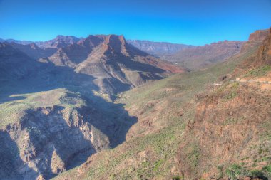 Gran Canaria 'daki Degollada de La Yegua bakış açısı, Kanarya Adaları, İspanya.