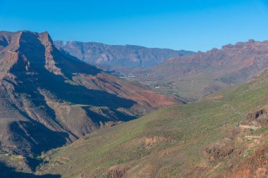 Gran Canaria 'daki Degollada de La Yegua bakış açısı, Kanarya Adaları, İspanya.