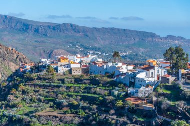İspanya, Kanarya Adaları, Gran Kanarya 'daki San Bartolome de Tirajana köyünün hava manzarası.