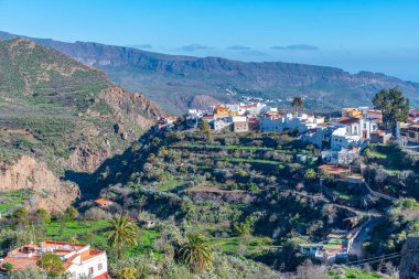 İspanya, Kanarya Adaları, Gran Kanarya 'daki San Bartolome de Tirajana köyünün hava manzarası.