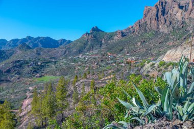 İspanya, Kanarya Adaları, Gran Canaria 'daki La Plata köyünün hava manzarası.