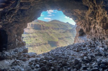 İspanya 'nın Gran Kanarya Adaları' ndaki eski Ansite kalesindeki arkeolojik alan.