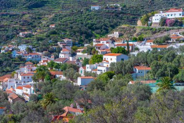 İspanya, Kanarya Adaları, Gran Canaria 'daki Temisas köyünün hava manzarası.
