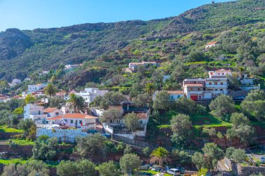 İspanya, Kanarya Adaları, Gran Canaria 'daki Temisas köyünün hava manzarası.