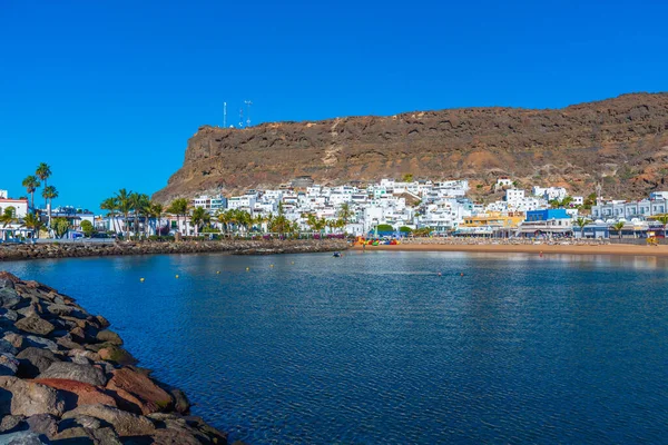 Zonnige Dag Het Strand Van Puerto Mogan Gran Canaria Canarische — Stockfoto