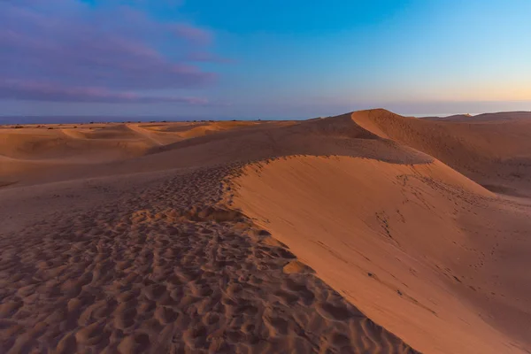 Закат Над Песчаными Дюнами Maspalomas Гран Канария Канарские Острова Испания — стоковое фото