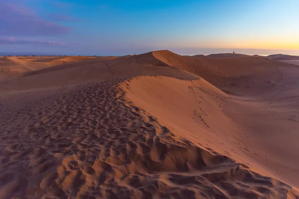 Solnedgång Över Sanddyner Maspalomas Gran Canaria Kanarieöarna Spanien — Stockfoto