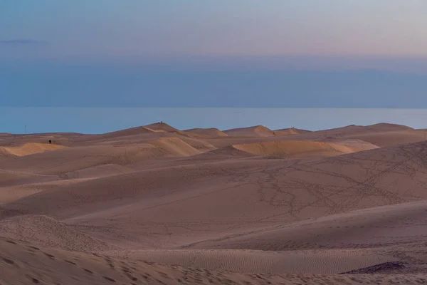 Sunset Sand Dunes Maspalomas Gran Canaria Canary Islands Spain — стоковое фото