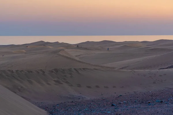 Закат Над Песчаными Дюнами Maspalomas Гран Канария Канарские Острова Испания — стоковое фото