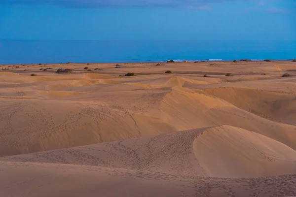 Закат Над Песчаными Дюнами Maspalomas Гран Канария Канарские Острова Испания — стоковое фото