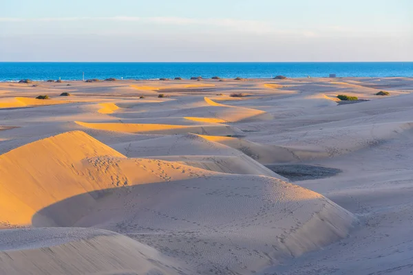 Закат Над Песчаными Дюнами Maspalomas Гран Канария Канарские Острова Испания — стоковое фото