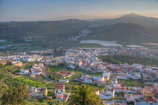 Vista Aérea Atardecer Ciudad Arucas Gran Canaria Islas Canarias España —  Fotos de Stock