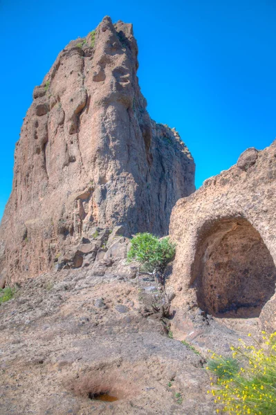 Cave Dwellings Roque Bentayga Gran Canaria Canary Islands Spain — Stock Photo, Image