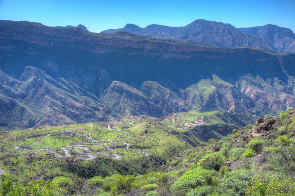 Curving Road Baranco Carrizal Gran Canaria Canary Islands Spain — Stock Photo, Image