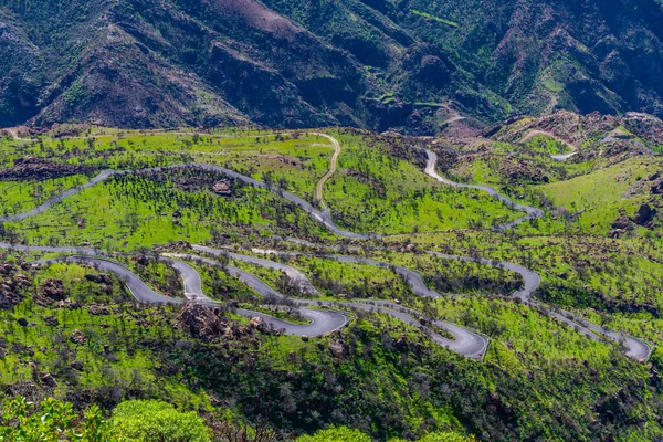 Curving Road Baranco Carrizal Gran Canaria Canary Islands Spain — Stock Photo, Image