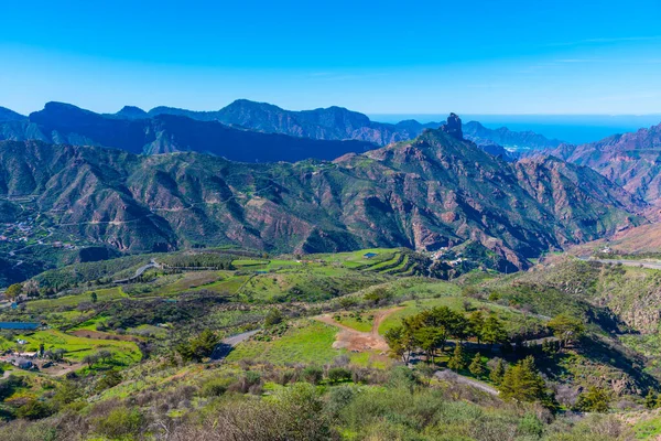 Roque Bentayga Θέα Χωριό Tejeda Στο Gran Canaria Κανάρια Νησιά — Φωτογραφία Αρχείου