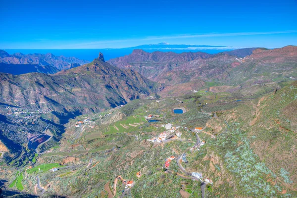 Pico Teide Gezien Achter Het Bergachtige Landschap Van Gran Canaria — Stockfoto