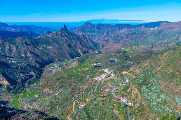 Pico Teide Sedd Bakom Det Bergiga Landskapet Gran Canaria Kanarieöarna — Stockfoto