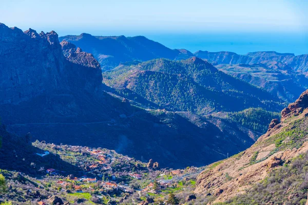Spanya Kanarya Adaları Gran Canaria Daki Ayacata Köyünün Hava Manzarası — Stok fotoğraf