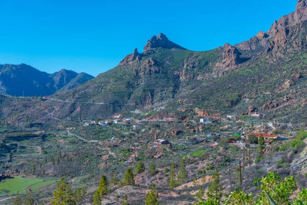 Vista Aérea Aldeia Plata Gran Canaria Ilhas Canárias Espanha — Fotografia de Stock