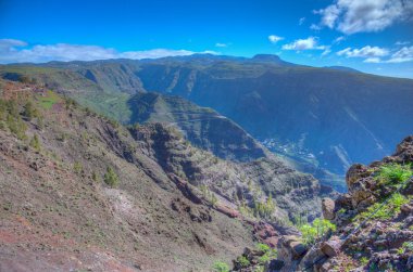 La Gomera, Kanarya Adaları 'ndaki Valle Gran Rey Vadisi Panoraması.