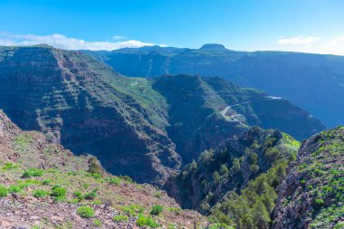 La Gomera, Kanarya Adaları, İspanya 'daki Barranco de Arure hava manzarası.
