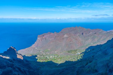 Barranco de Taguluche 'un İspanya' daki La Gomera, Kanarya Adaları 'ndaki hava manzarası.