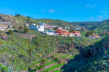 La Gomera 'daki Arure köyü, Kanarya Adaları, İspanya.