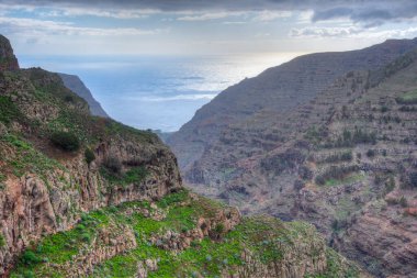 La Gomera, Kanarya Adaları 'ndaki Valle Gran Rey Vadisi Panoraması.
