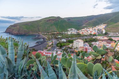 San Sebastian de la Gomera 'nın hava manzarası, Kanarya Adaları, İspanya.