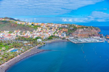 San Sebastian de la Gomera 'nın panoramik manzarası, Kanarya Adaları, İspanya.