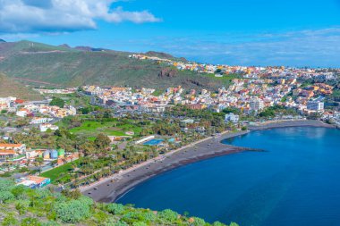 San Sebastian de la Gomera 'nın panoramik manzarası, Kanarya Adaları, İspanya.