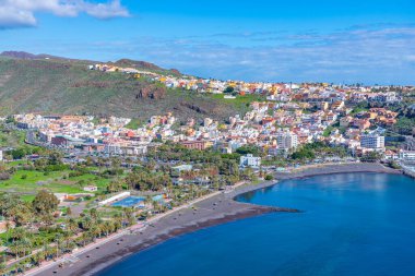 San Sebastian de la Gomera 'nın panoramik manzarası, Kanarya Adaları, İspanya.