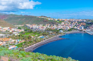 San Sebastian de la Gomera 'nın panoramik manzarası, Kanarya Adaları, İspanya.