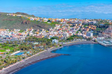 San Sebastian de la Gomera 'nın panoramik manzarası, Kanarya Adaları, İspanya.