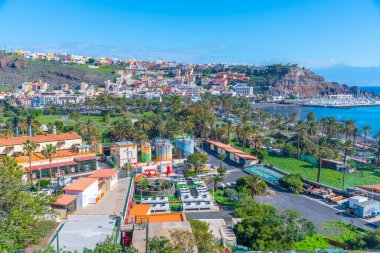 San Sebastian de la Gomera 'nın panoramik manzarası, Kanarya Adaları, İspanya.