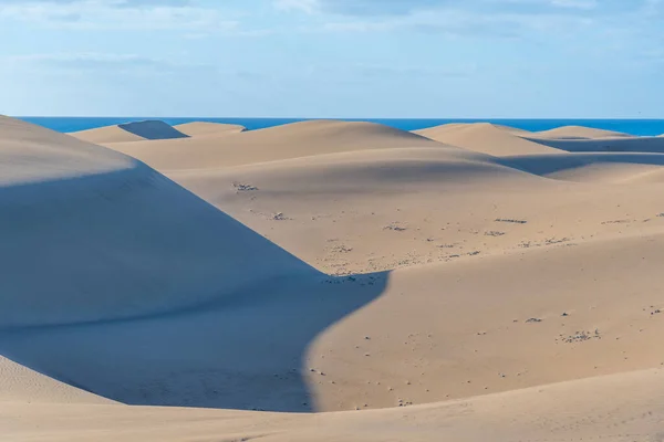 Sunrise Sand Dunes Maspalomas Gran Canaria Canary Islands Spain — стоковое фото