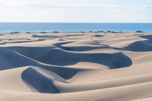 Wschód Słońca Nad Wydmami Maspalomas Gran Canaria Wyspy Kanaryjskie Hiszpania — Zdjęcie stockowe