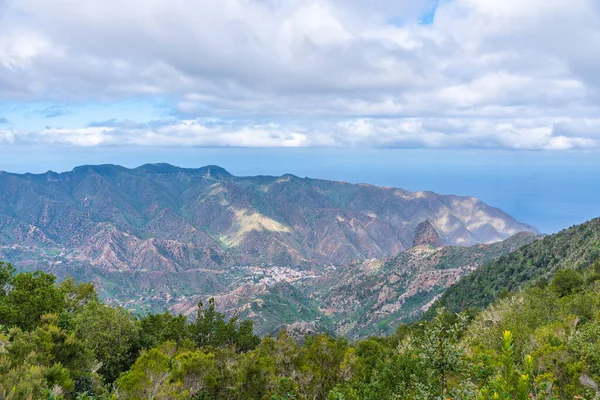 Flygfoto Över Vallehermoso Kommun Gomera Kanarieöarna Spanien — Stockfoto