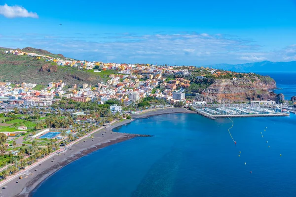 San Sebastian de la Gomera 'nın panoramik manzarası, Kanarya Adaları, İspanya.