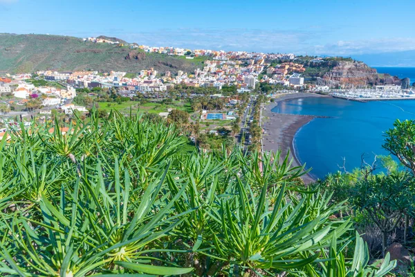 San Sebastian de la Gomera 'nın panoramik manzarası, Kanarya Adaları, İspanya.