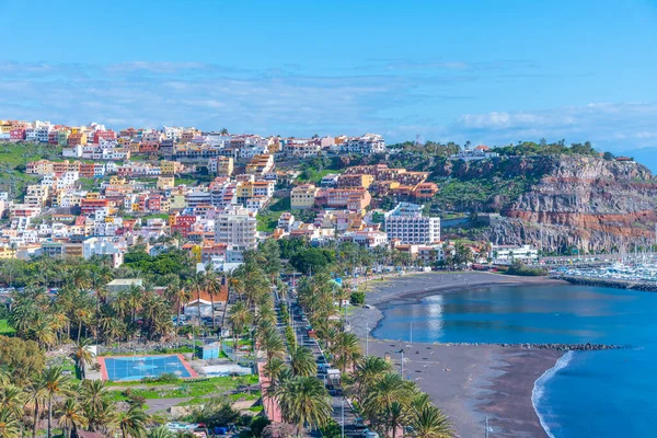 San Sebastian de la Gomera 'nın panoramik manzarası, Kanarya Adaları, İspanya.