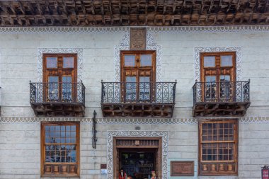 La Orotava, Tenerife, Kanarya Adaları, İspanya 'daki eski kasaba Balkonları.