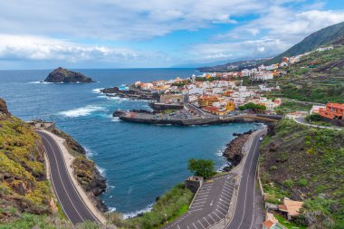 Garachico 'nun Tenerife' deki havadan görünüşü, Kanarya Adaları, İspanya.
