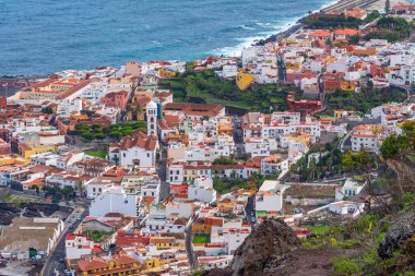 Garachico 'nun Tenerife' deki havadan görünüşü, Kanarya Adaları, İspanya.