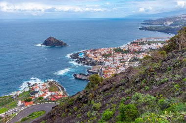 Garachico 'nun Tenerife' deki havadan görünüşü, Kanarya Adaları, İspanya.