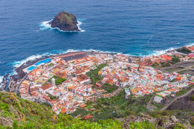 Garachico 'nun Tenerife' deki havadan görünüşü, Kanarya Adaları, İspanya.