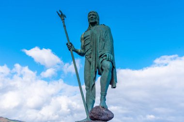 Candelaria, Tenerife 'deki Guanche savaşçısı heykeli, Kanarya adaları, İspanya.