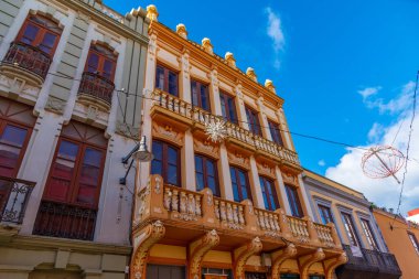 La Laguna, Tenerife 'deki Dar Sokak, Kanarya Adaları, İspanya.