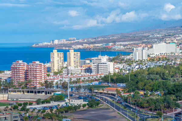 Aerial view of Costa Adeje at Tenerife, Canary Islands, Spain.